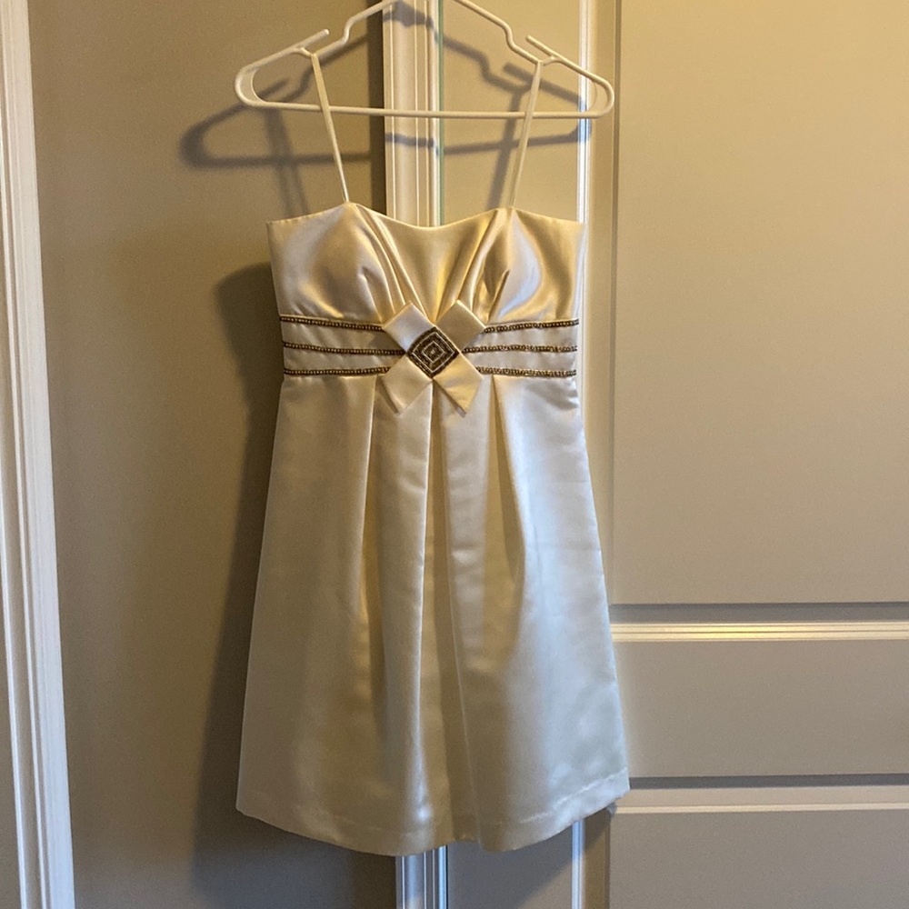 Beautiful beaded BCBG white dress